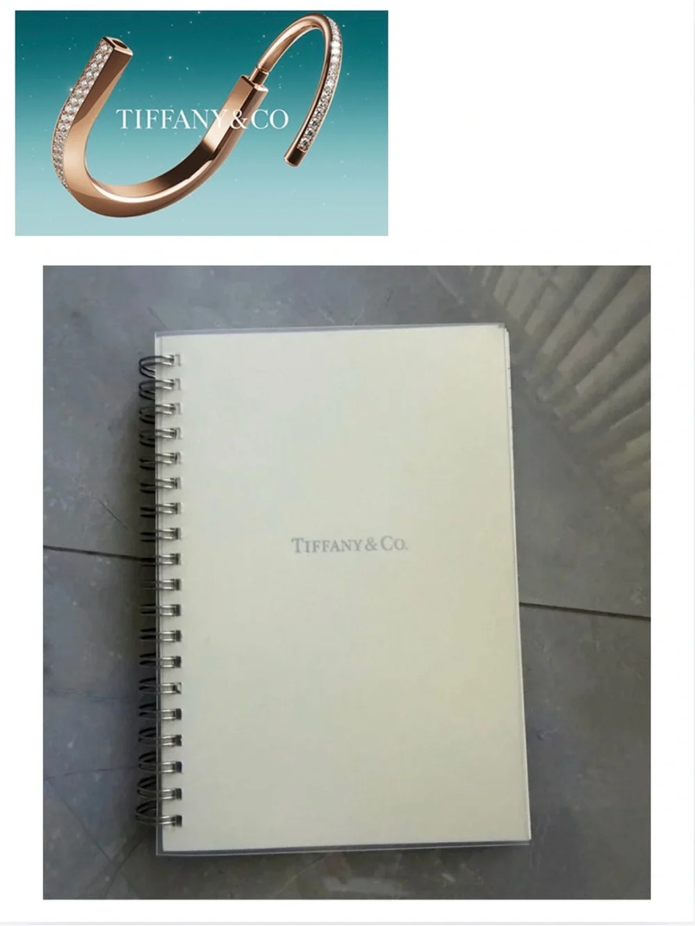 TIFFANY & CO. Cream Spiral Notebook w/Silver Logo, NWOT